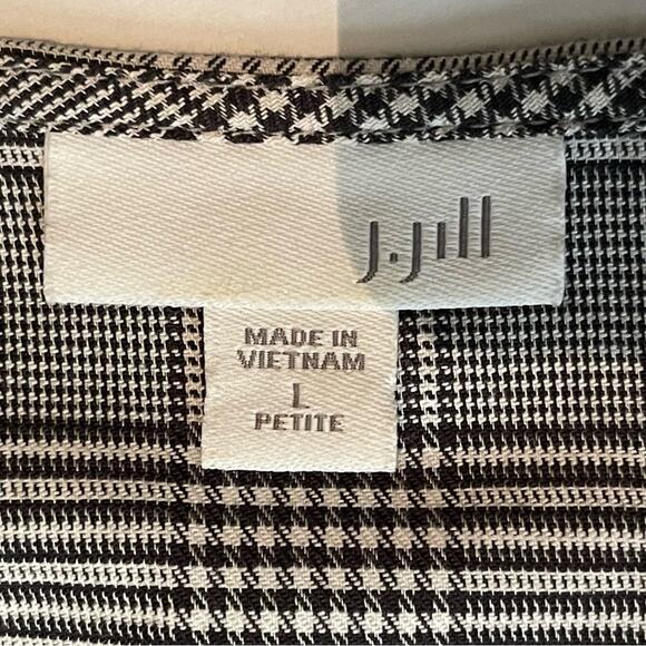 J Jill Black White Pleated Plaid Academia Office Career Top NWOT Size L - Picture 8 of 11